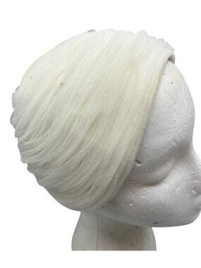 Vintage Walter Muller White Mesh & Wool Women's Hat 8X5.5" lace READ